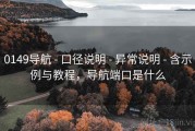 0149导航 - 口径说明 - 异常说明 - 含示例与教程，导航端口是什么